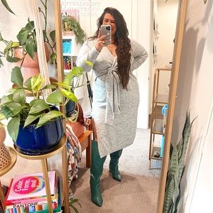 Eloquii Heather Grey Wrap Sweater Dress